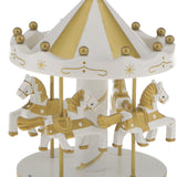 Maxbell Rotating Carousel Horse Music Box Kid Musical Toy White and Golden