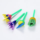 Maxbell 4Pcs DIY Flower Stamp Sponge Brush Tool Set Art Supplies Kids Painting Tools