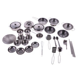 Maxbell 32 Pieces Stainless Steel Kids Pretend Play Kitchen Cooking Cookware Toy Set