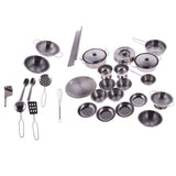 Maxbell 32 Pieces Stainless Steel Kids Pretend Play Kitchen Cooking Cookware Toy Set