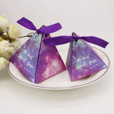 Maxbell 50 Starry Sky Triangle Candy Sweet Boxes Wedding Party Favor Decor Fuchsia