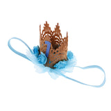 Maxbell Lovely Baby Girl Glitter 1 Crown Hair Band Flower Tulle Headband Blue