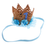 Maxbell Lovely Baby Girl Glitter 1 Crown Hair Band Flower Tulle Headband Blue