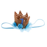 Maxbell Lovely Baby Girl Glitter 1 Crown Hair Band Flower Tulle Headband Blue