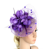 Maxbell Lady Flower Fascinator Hat Hair Band Cocktail Party Headpiece Purple