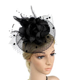 Maxbell Lady Flower Fascinator Hat Hair Band Cocktail Party Headpiece Black