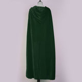 Maxbell Adult Velvet Hooded Cape Gothic Devil Cloak Medieval Witch Costume Green
