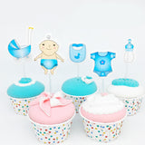 Maxbell 20 Pieces Baby Boy Cupcake Picks Cake Toppers Party Favors Decoration