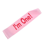 Maxbell Cute I am One Satin Sash Baby Boy Girl First Birthday Decoration Pink