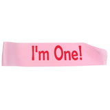 Maxbell Cute I am One Satin Sash Baby Boy Girl First Birthday Decoration Pink