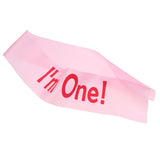 Maxbell Cute I am One Satin Sash Baby Boy Girl First Birthday Decoration Pink