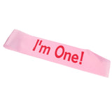 Maxbell Cute I am One Satin Sash Baby Boy Girl First Birthday Decoration Pink