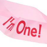 Maxbell Cute I am One Satin Sash Baby Boy Girl First Birthday Decoration Pink