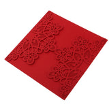 Maxbell Laser Cut Wedding Invitation Cards Hollow Flora Lace Card Envelope Red