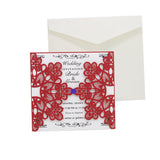 Maxbell Laser Cut Wedding Invitation Cards Hollow Flora Lace Card Envelope Red