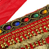 Maxbell Ladies Belly Dance Wrap Belt Gold Coins Tassel Hip Scarf Costume Red