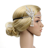 Maxbell Vintage Rhinestone Woman Headband 1920s Great Gatsby Headpieces Silver