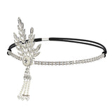 Maxbell Vintage Rhinestone Woman Headband 1920s Great Gatsby Headpieces Silver