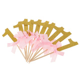 Maxbell 12 Glitter Number One Cake Cupcake Topper Pick Kid 1st Birthday Decor Gold