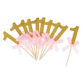 Maxbell 12 Glitter Number One Cake Cupcake Topper Pick Kid 1st Birthday Decor Gold