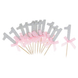 Maxbell 12 Glitter Number One Cake Cupcake Topper Pick Kid 1st Birthday Decor Silver