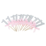Maxbell 12 Glitter Number One Cake Cupcake Topper Pick Kid 1st Birthday Decor Silver
