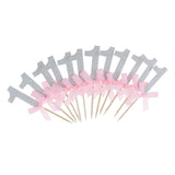 Maxbell 12 Glitter Number One Cake Cupcake Topper Pick Kid 1st Birthday Decor Silver