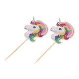 Maxbell 10 Pieces Magical Unicorn Cupcake Topper Wooden Sticks Birthday Food Picks