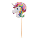 Maxbell 10 Pieces Magical Unicorn Cupcake Topper Wooden Sticks Birthday Food Picks