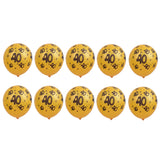 Maxbell 10/set 12in Gold Latex Balloons for Birthday Anniversary Party Number Age 40