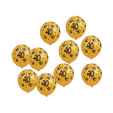 Maxbell 10/set 12in Gold Latex Balloons for Birthday Anniversary Party Number Age 40