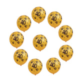 Maxbell 10/set 12in Gold Latex Balloons for Birthday Anniversary Party Number Age 40