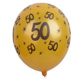 Maxbell 10/set 12in Gold Latex Balloons for Birthday Anniversary Party Number Age 50