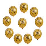 Maxbell 10/set 12in Gold Latex Balloons for Birthday Anniversary Party Number Age 50