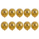 Maxbell 10/set 12in Gold Latex Balloons for Birthday Anniversary Party Number Age 50