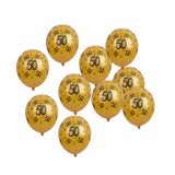 Maxbell 10/set 12in Gold Latex Balloons for Birthday Anniversary Party Number Age 50