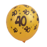 Maxbell 20/set Gold Black Latex Balloon for Birthday Anniversary Party Number Age 40