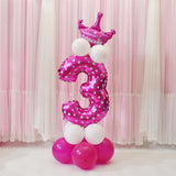 Maxbell All Numbers Crown Balloons Column Set Happy Birthday Arch Garland Number 3