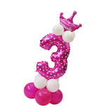 Maxbell All Numbers Crown Balloons Column Set Happy Birthday Arch Garland Number 3