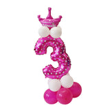 Maxbell All Numbers Crown Balloons Column Set Happy Birthday Arch Garland Number 3
