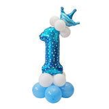 Maxbell All Numbers Crown Balloons Column Set Happy Birthday Party Decor Number 1