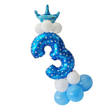 Maxbell All Numbers Crown Balloons Column Set Happy Birthday Party Decor Number 3