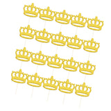 Maxbell 20 Pieces Glitter Crown DIY Cake Toppers Christmas Birthday Picks Gold