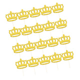 Maxbell 20 Pieces Glitter Crown DIY Cake Toppers Christmas Birthday Picks Gold