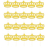 Maxbell 20 Pieces Glitter Crown DIY Cake Toppers Christmas Birthday Picks Gold