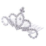 Maxbell Princess Crown Tiara Crystal Hair Comb Wedding Bride Girls Hair Accessory #1
