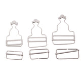 Maxbell Set of 6 Dungaree Fasteners Clip/Brace Buckles for Suspenders 2.7cm Silver