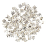 Maxbell 100 Pieces Clasps Clamps Fasteners End for Jewelry Making 6mm Gloss Silver