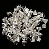 Maxbell 100 Pieces Clasps Clamps Fasteners End for Jewelry Making 6mm Gloss Silver