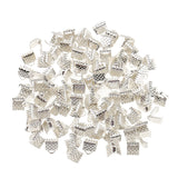 Maxbell 100 Pieces Clasps Clamps Fasteners End for Jewelry Making 6mm Gloss Silver